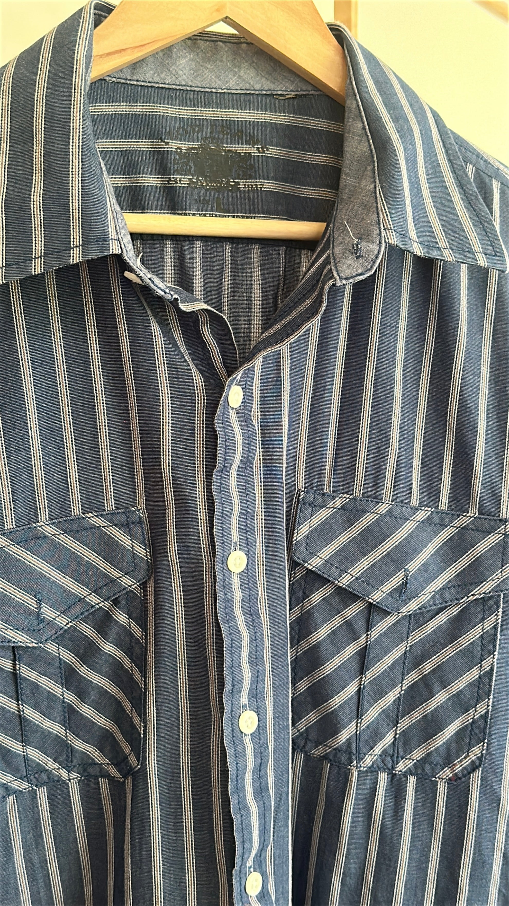 Blue & Beige Pin Striped Shirt