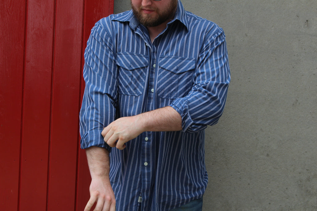 Blue & Beige Pin Striped Shirt