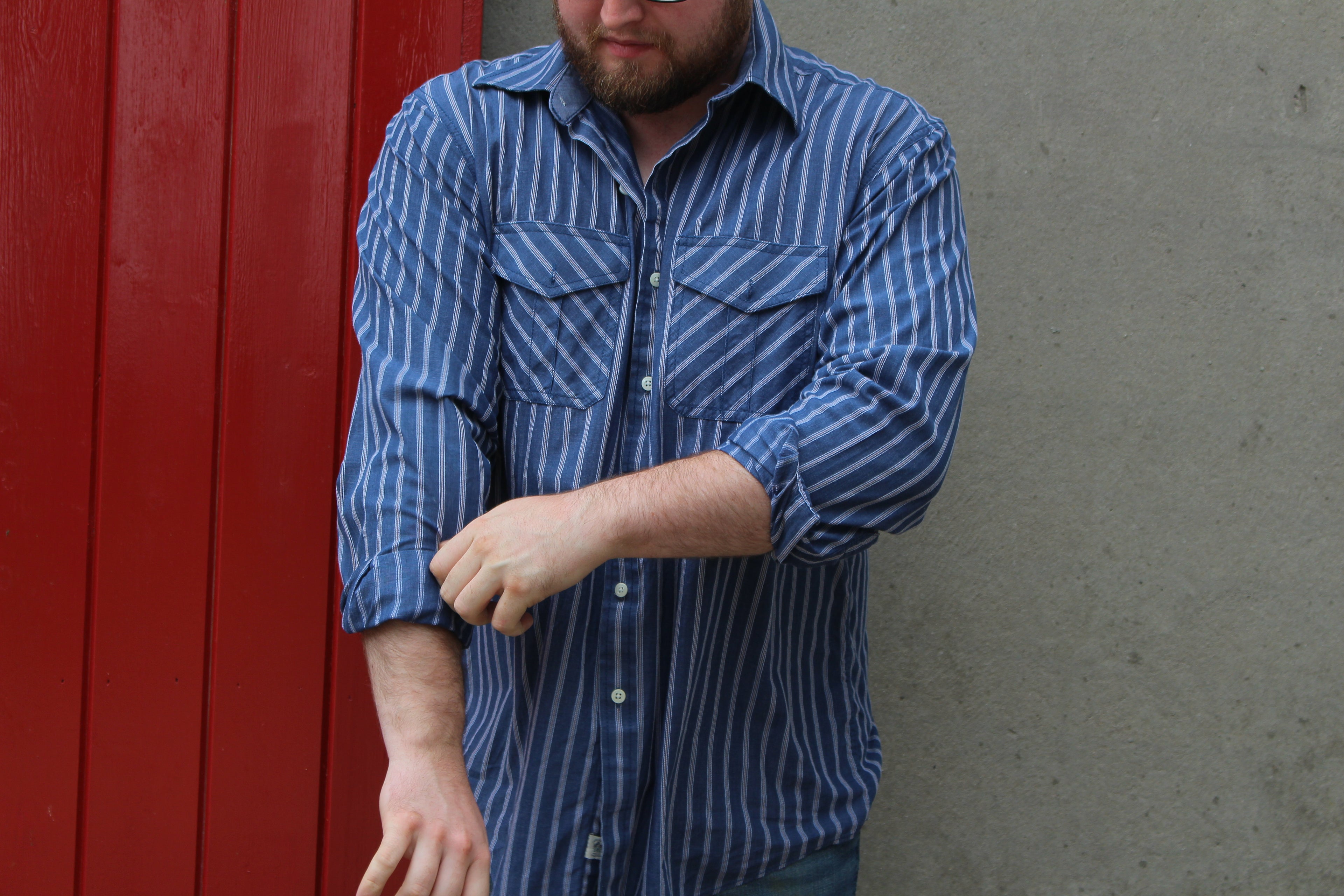 Blue & Beige Pin Striped Shirt