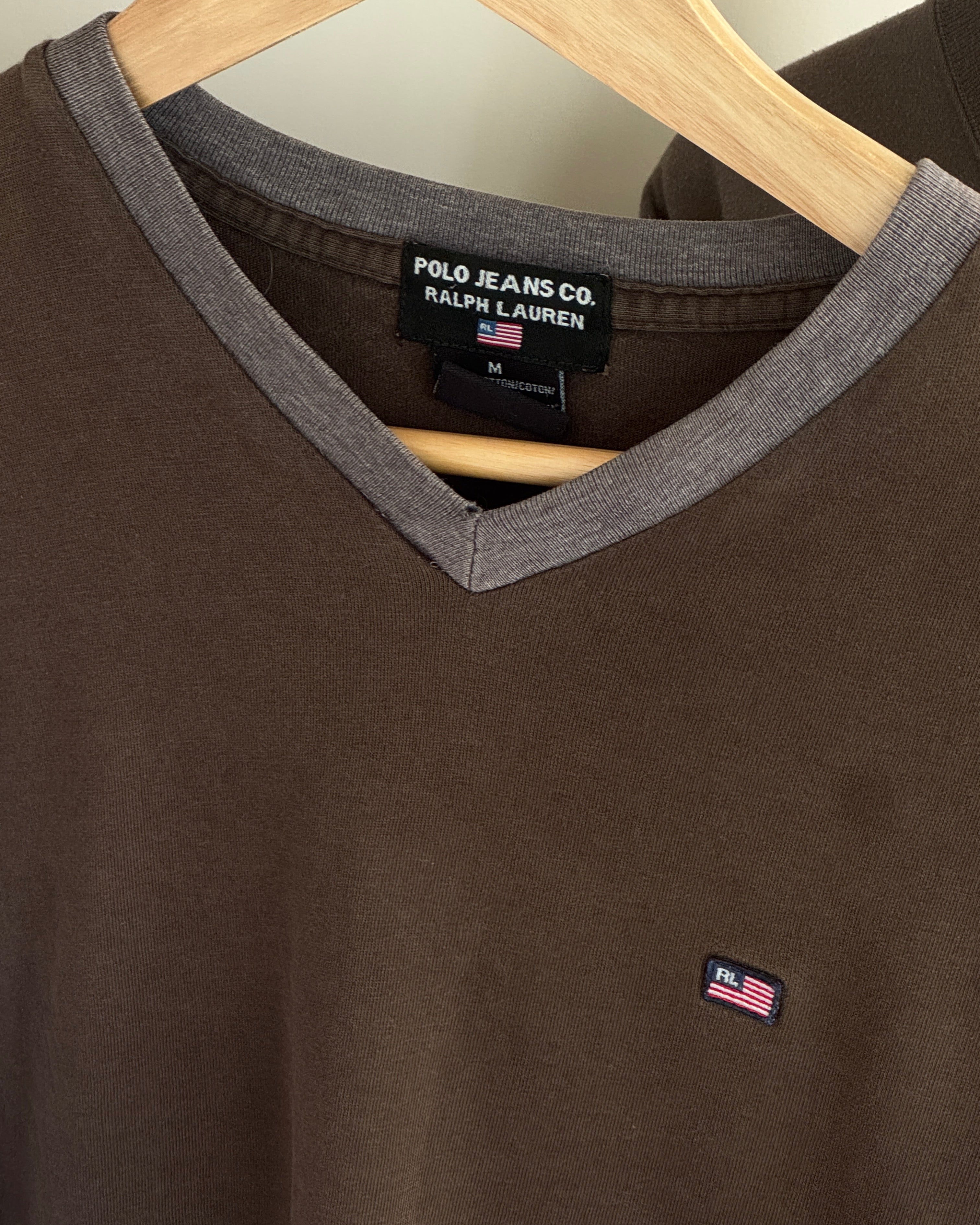 Vintage Ralph Lauren Brown V-Neck Tshirt
