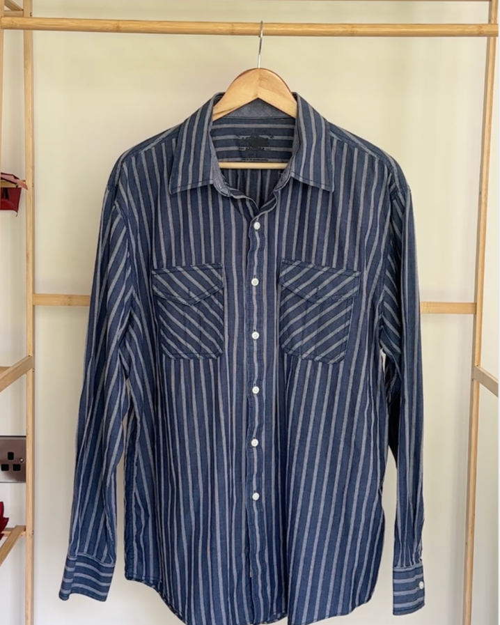 Blue & Beige Pin Striped Shirt