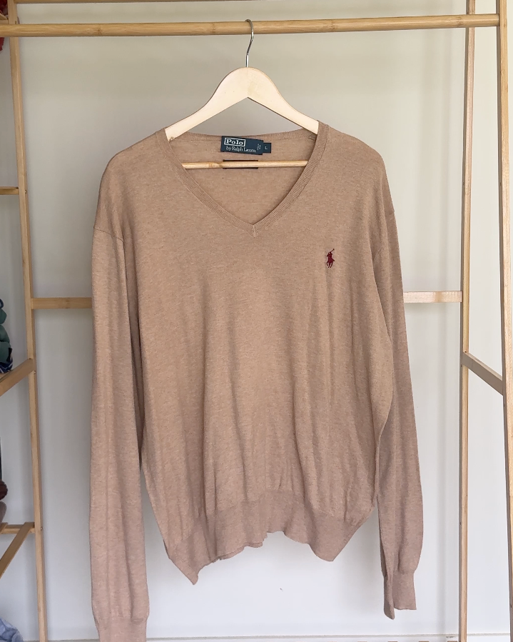 Ralph Lauren Beige V-Neck Jumper