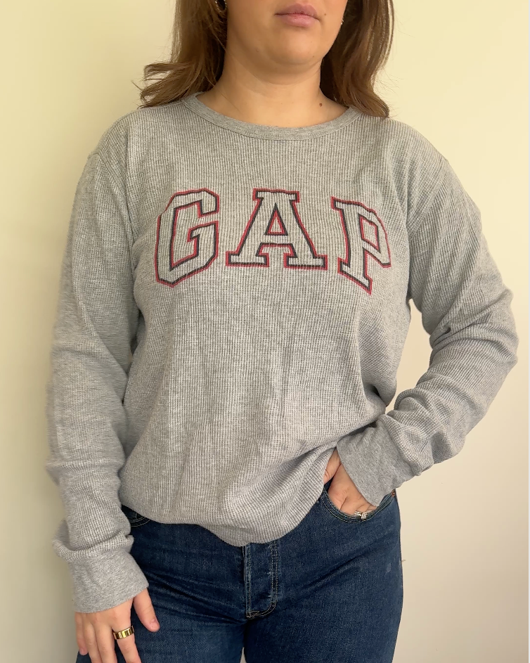 GAP Grey Waffle Long Sleeve Top