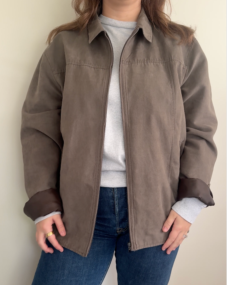 Faux Suede Jacket Brown