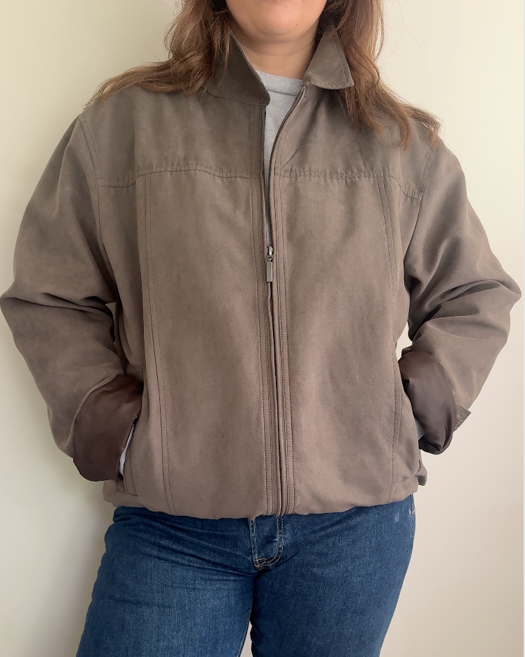 Faux Suede Jacket Brown
