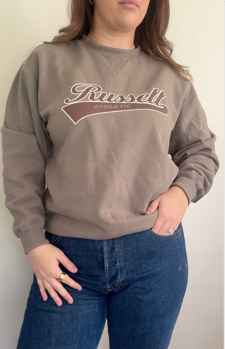 Russell Athletic Brown Crew Neck Sweater